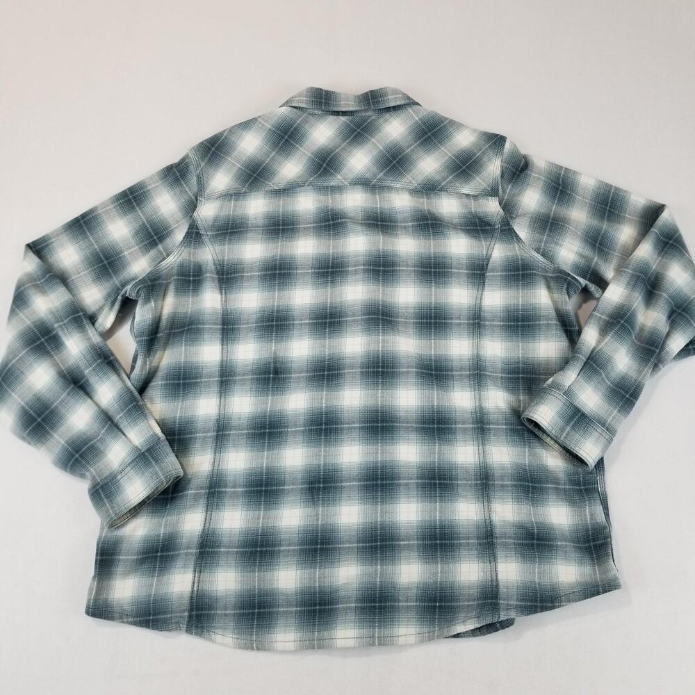 Carhartt Shirt Mens 2XL Blue Gray Plaid Button Down Flannel Stretch Casual - Picture 3 of 8